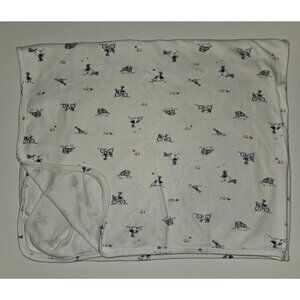 Carter's Cotton Baby Blanket White Blue Pink Girl Dog Bicycle Flowers Bird READ